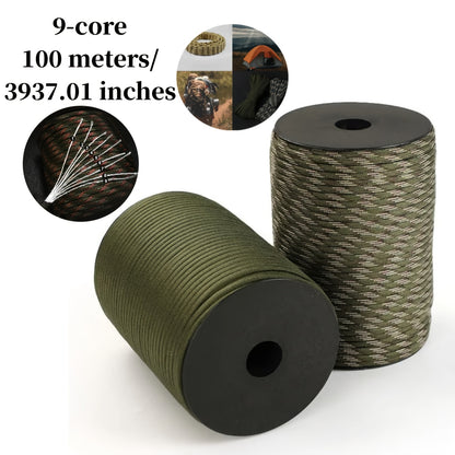 100m\u002F3937.01inch 9-Core Paracord Rope, 4mm Diameter, Polyamide Material, Fit, Tensile Strength Up to 5 lbs, for Outdoor Survival Gear, Camping Straps, and Umbrella Tent Lanyards